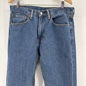 Levis 505 Regular Fit Straight Leg Blue Jeans Size 34x29 Stone Wash